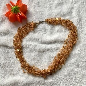 Brown Gold Sequin Adorned Necklace